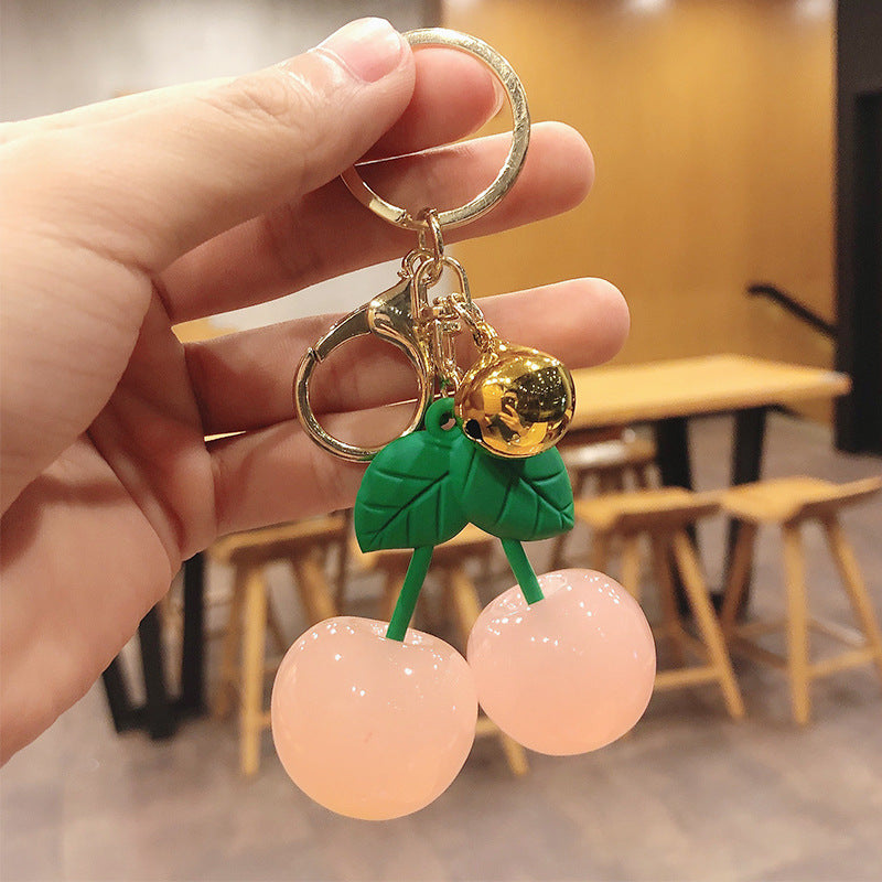 Creative Cartoon Fruit Cherry Acrylic Schoolbag Keychain Pendant