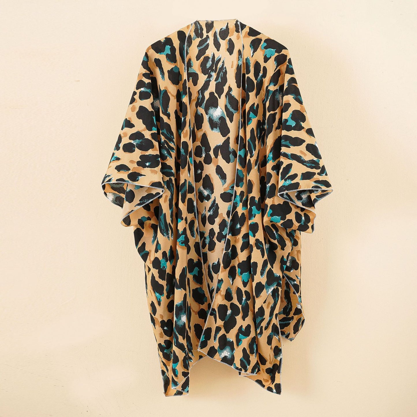 Traje de baño de talla grande holgado con estampado de leopardo para playa, protección solar