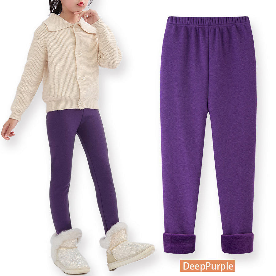 Leggings para niñas con forro polar y pantalones cortos cálidos de gran venta en otoño e invierno