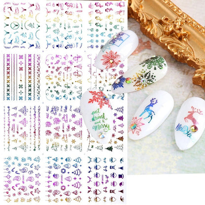 Christmas Laser Snowflake Elk Nail Art Sticker