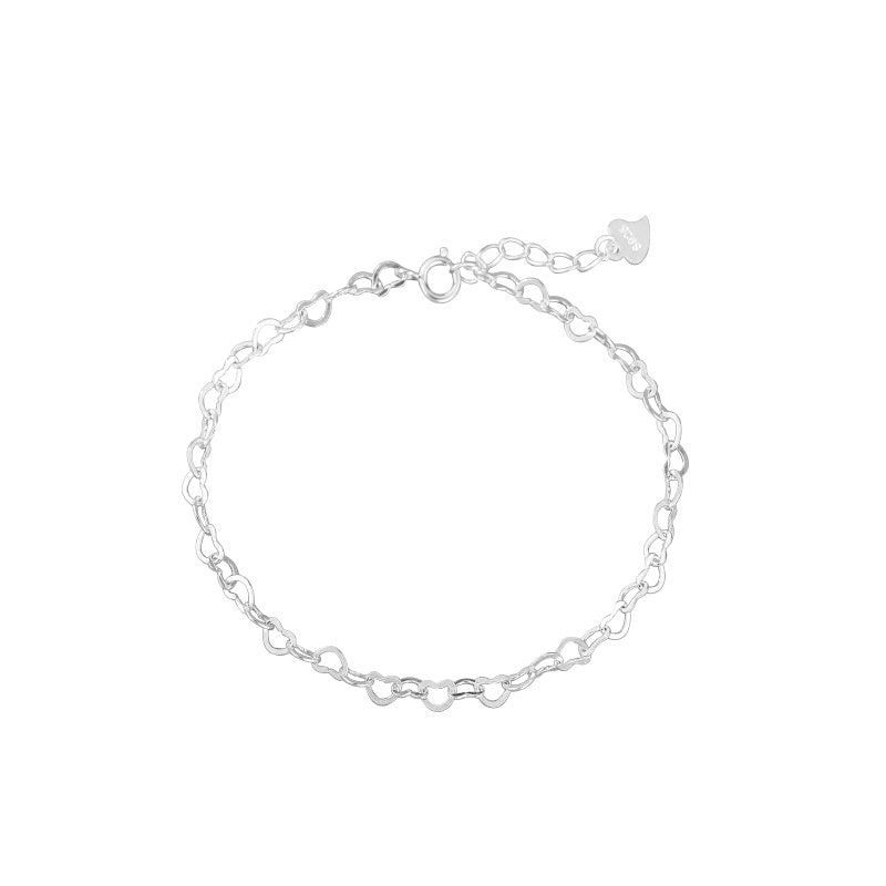 Pulsera de corazón de plata S925 con temperamento sencillo en forma de corazón