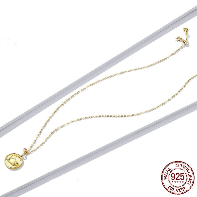 Collar de oro real con elefante en relieve Love Animals