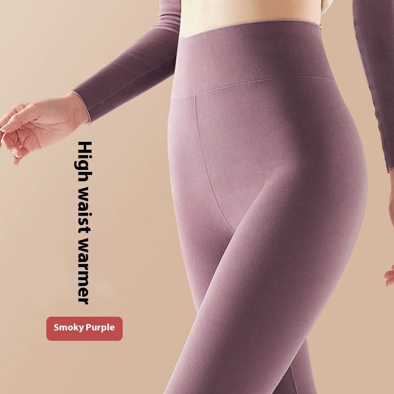 Pantalones térmicos de cintura alta para mujer de color liso