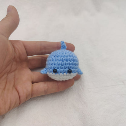 Wool Crocheted Dancing Whale Keychain Cute Handmade Pendant