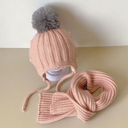 Conjunto de dos piezas de gorro y bufanda para niños, traje de bebé coreano