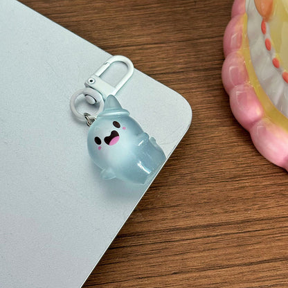 Halloween Jelly Ghost Keychain Cartoon Luminous Pendant