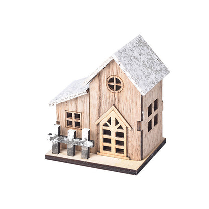 LED Luminous Wooden Christmas Small House