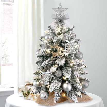 Mini árbol de Navidad de 2 pies con luz, decoración navideña artificial de bosque pequeño para mesa con nieve flocada, decoración exquisita y adornos navideños para mesa para el hogar y la oficina