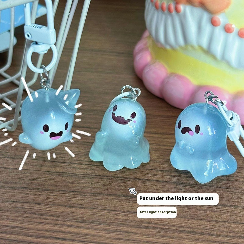 Halloween Jelly Ghost Keychain Cartoon Luminous Pendant