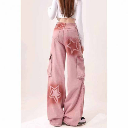 Pantalones cargo de pierna ancha con estampado XINGX para mujer en tallas grandes