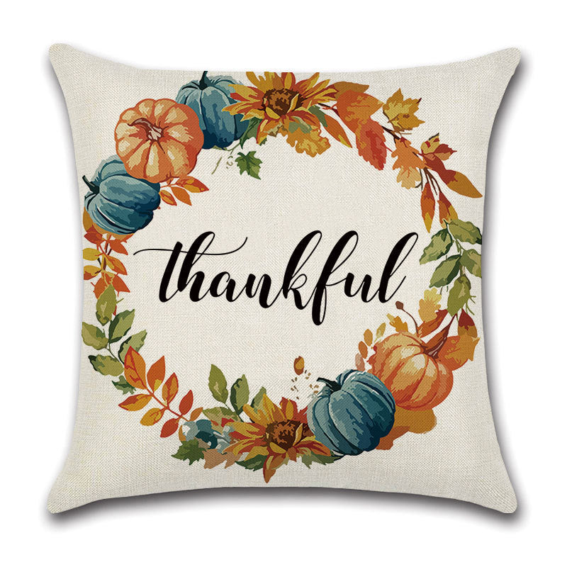 Pillowcase Linen Pumpkin Cartoon Car Thanksgiving Wreath