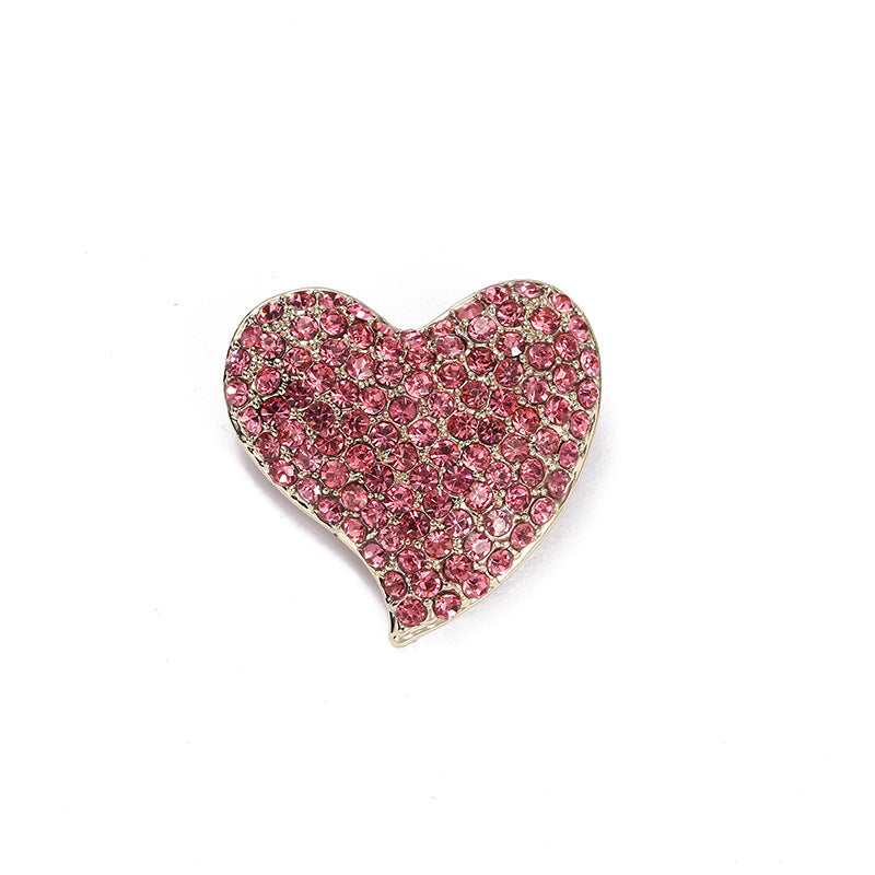 Broche de diamantes en forma de corazón para mujer, broche vintage con diamantes de imitación