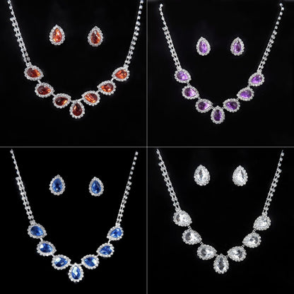 The New Bride Jewelry Color Diamond Earrings Necklace Fashion Necklace Set Can Be Customized