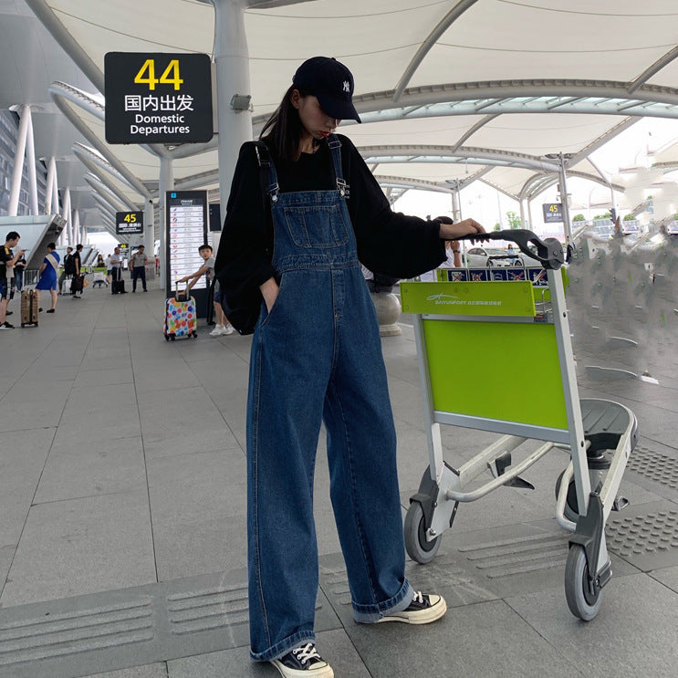 Pantalones de mezclilla con tirantes de moda para mujer