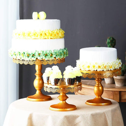 Juego de soporte para tartas de hierro forjado de estilo europeo, soporte para postres de boda, plato con accesorios de encaje