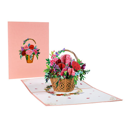 3D PopUp Flower Bouquet Cards Gifts Anniversary PopUp Mom Floral Bouquet Wife Invitation Card Greeting Cards Mothers Day Cards Postcard