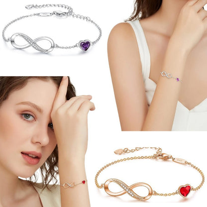 Pulsera clásica de plata de ley S925 con ocho palabras Infinite Eternal para mujer