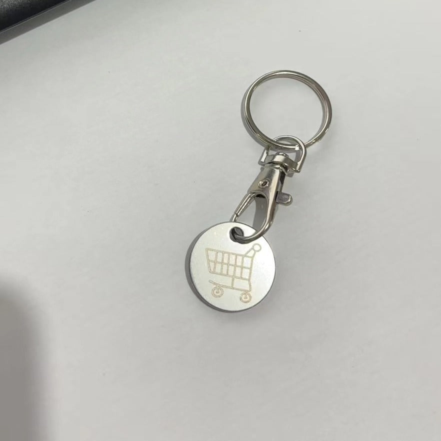 Trolley Stainless Steel Pendant Supermarket Token Keychain