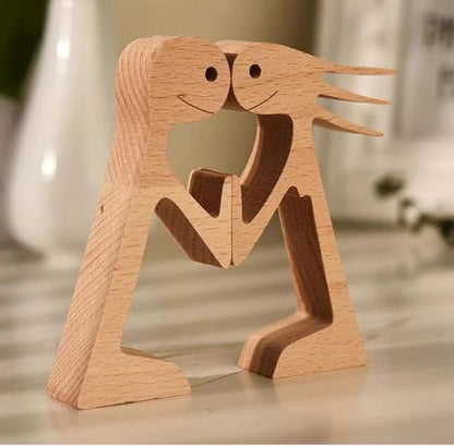 Figura de bricolaje, adorno de perro de madera, escultura, decoración del hogar, escultura de madera de un hombre y un perro, regalos de Navidad, modelo de decoración