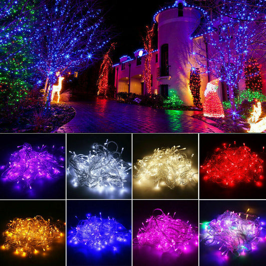 Guirnalda de luces LED de colores con cuentas, impermeable, para exteriores, fiestas navideñas, decoración para árbol de Navidad