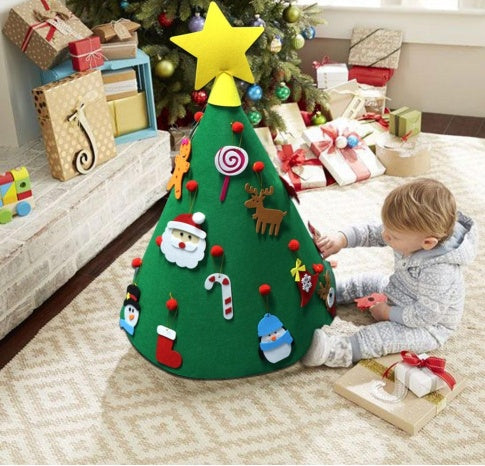 Árbol de Navidad de fieltro Colgante de árbol de Navidad tridimensional Rompecabezas para niños Hecho a mano DIY