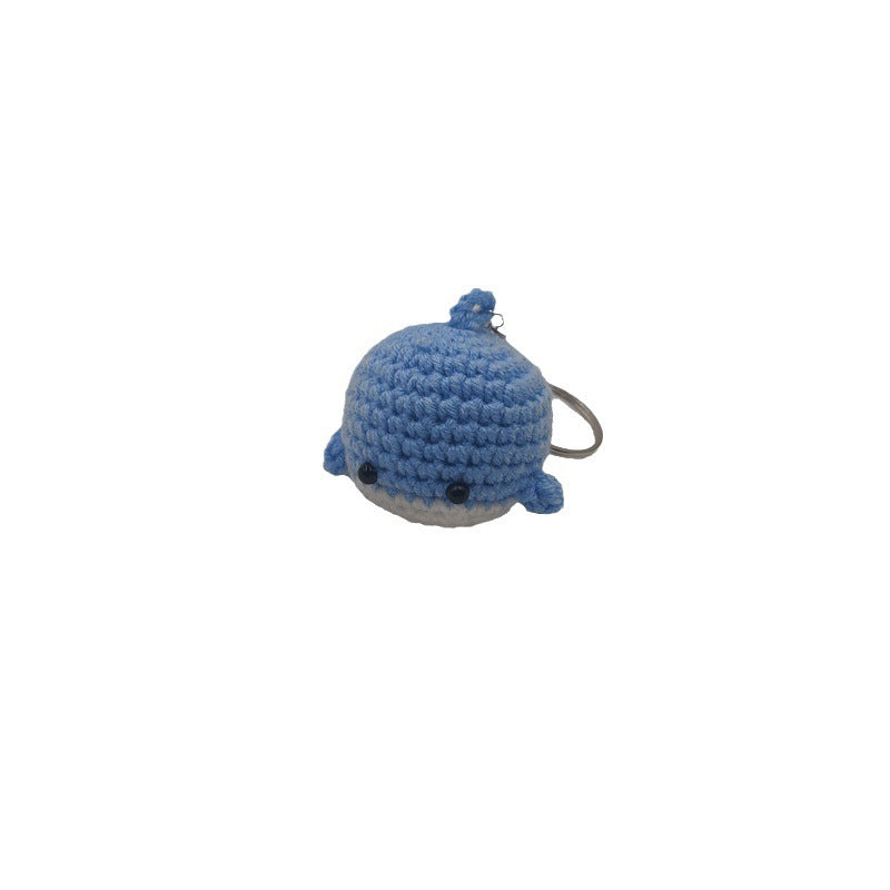 Wool Crocheted Dancing Whale Keychain Cute Handmade Pendant