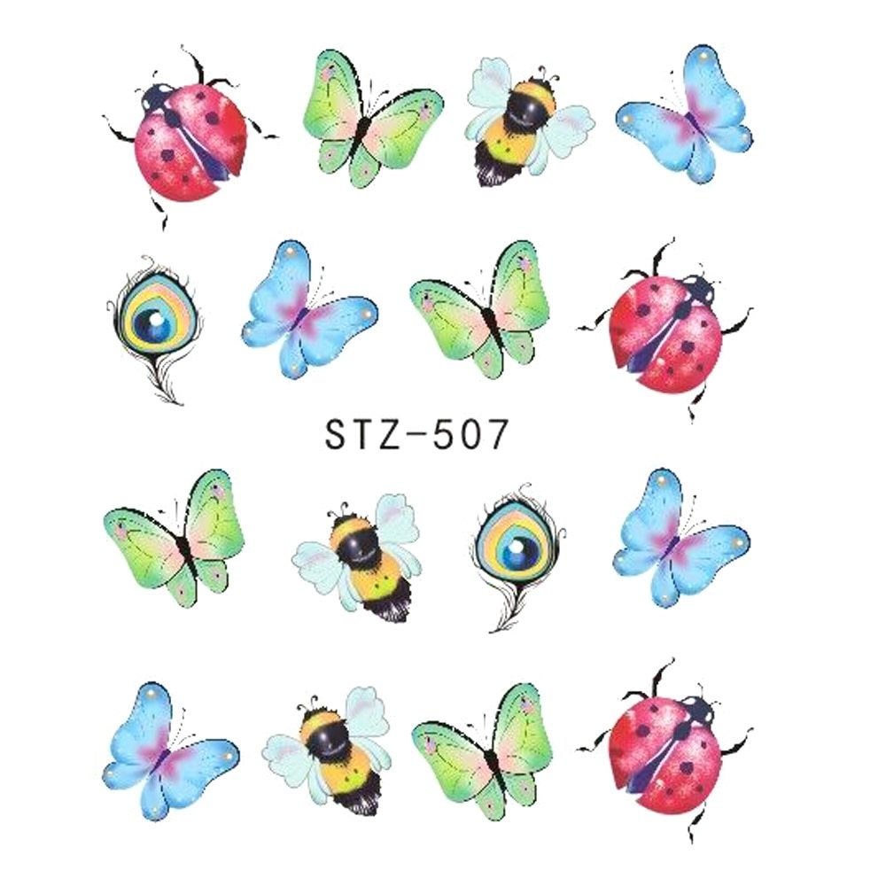 1 pieza de pegatinas para uñas, diseño de mariposa y flor, para transferencia al agua, para decoración de uñas, tatuajes, manicura, envolturas, herramientas, punta JISTZ508