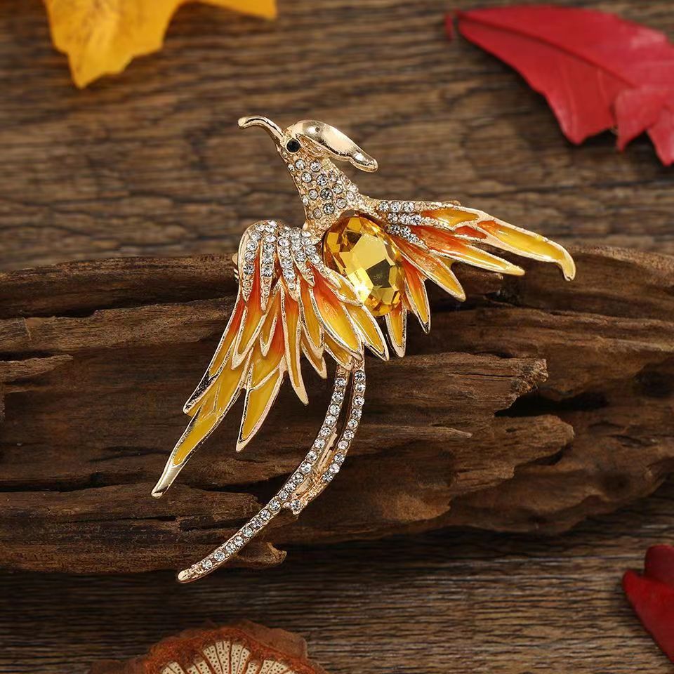 Color Painting Oil High-grade High-end Elegant Phoenix Brooch