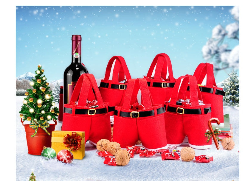 Venta caliente de Navidad, bolsa navideña roja, bolsa navideña para dulces de boda