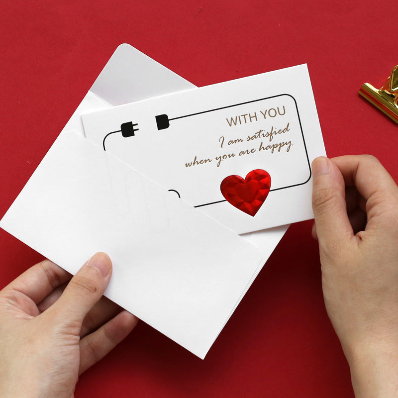 Tarjeta de felicitación con corazón rojo sólido y sobres Carta romántica Te amo para siempre 