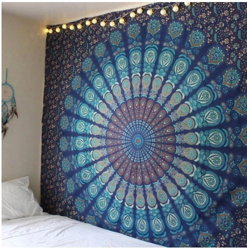 Blue Peacock Man Tapestry