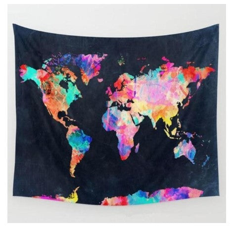 Cabecero de cama rojo neto mapa del mundo viento nórdico foto decoración tela habitación dormitorio colgar tela