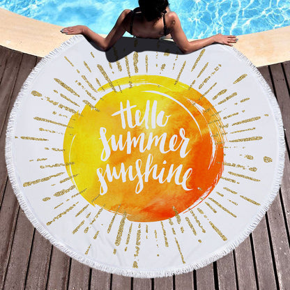 Summer round printed beach towel