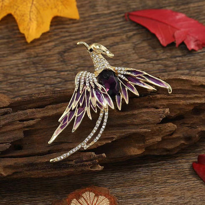 Color Painting Oil High-grade High-end Elegant Phoenix Brooch