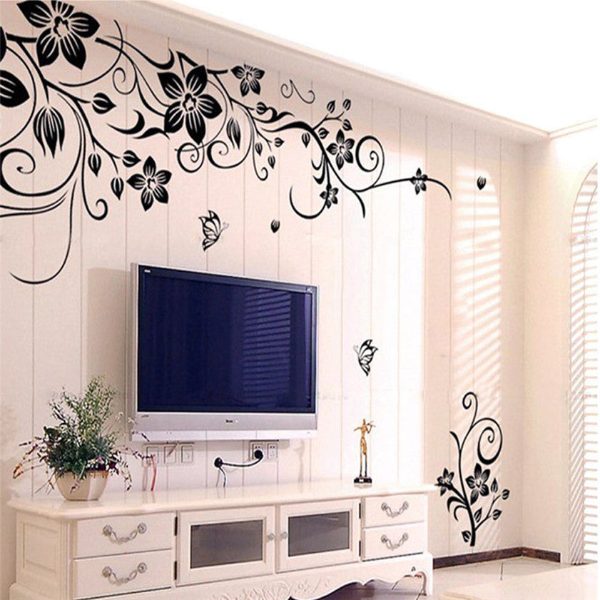 Adhesivo de vinilo para pared, diseño de flores