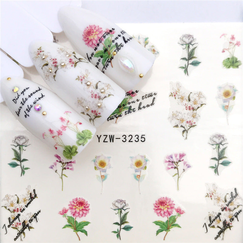 Flower hot air balloon nail art watermark sticker