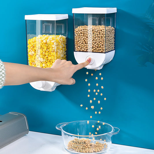 Recipiente de fácil prensado para almacenamiento de alimentos de cocina Dispensador de cereales Caja de almacenamiento de alimentos montada en la pared