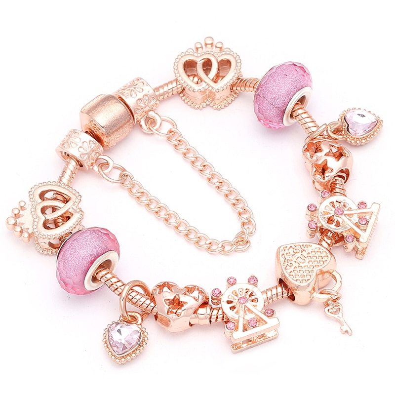 Exquisite ladies bracelet heart crown beaded jewelry