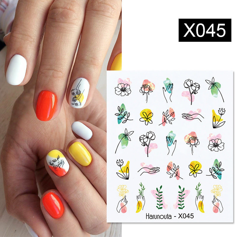 Flower Nail Sticker Transfer DIY Small Watermark Decal