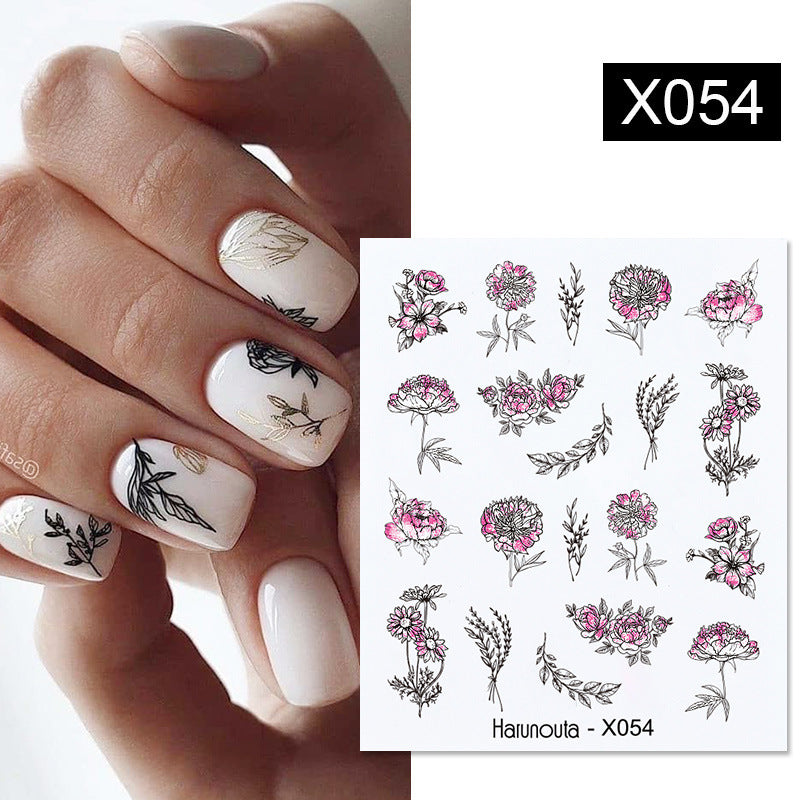 Flower Nail Sticker Transfer DIY Small Watermark Decal