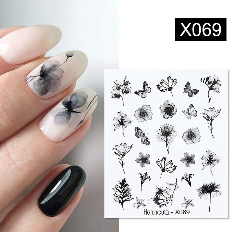 Flower Nail Sticker Transfer DIY Small Watermark Decal