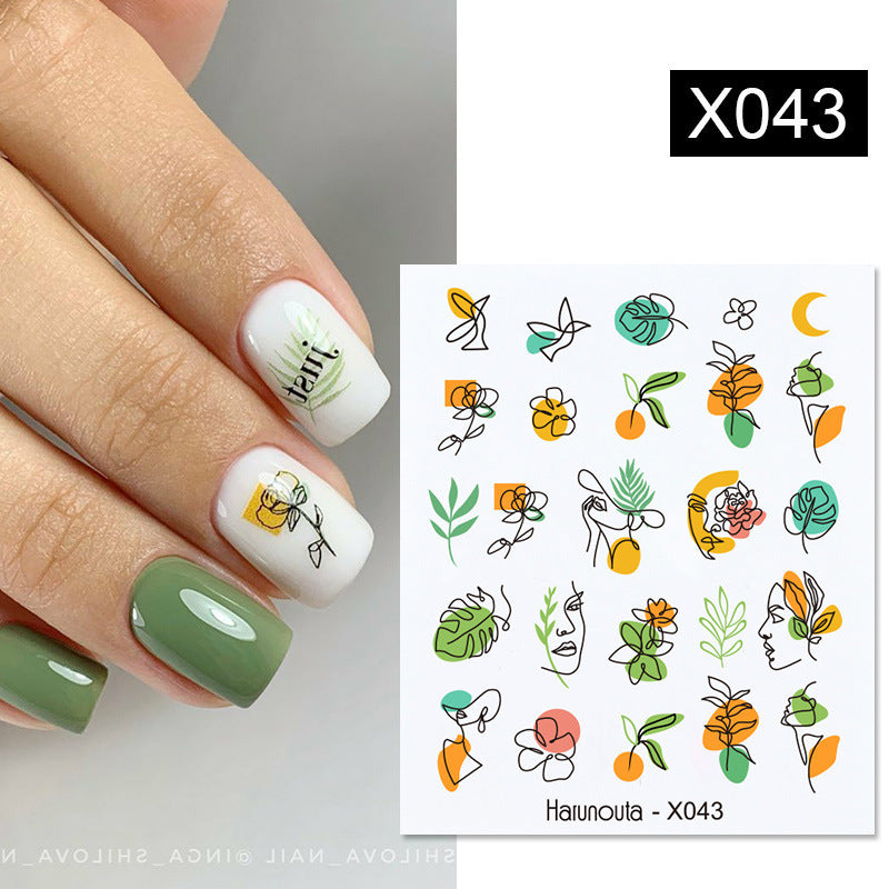 Flower Nail Sticker Transfer DIY Small Watermark Decal