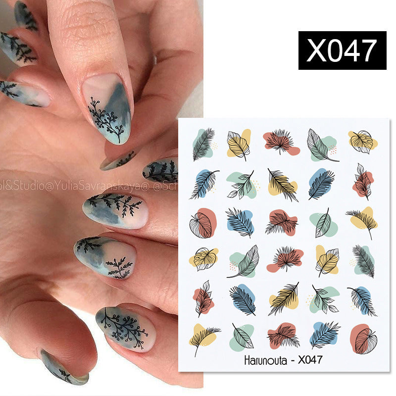 Flower Nail Sticker Transfer DIY Small Watermark Decal