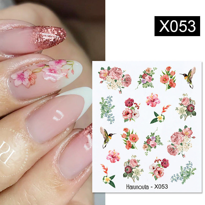 Flower Nail Sticker Transfer DIY Small Watermark Decal