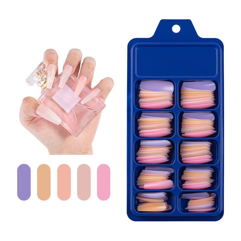 Blue Box Full Stickers Wear Long Ballet Fake Nails Solid Color Nail Patch Color