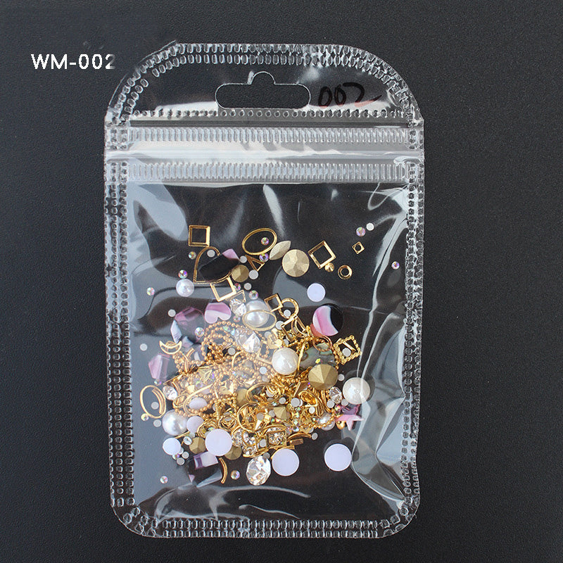 Fashion Nail Art Rivet Metal Chain Pearl Ornament