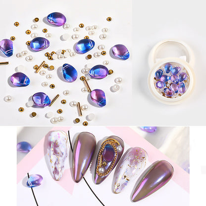 Nail Jewelry Mixed Crystal Pearl Steel Ball Rivet Mixed Shell Stone Jewelry