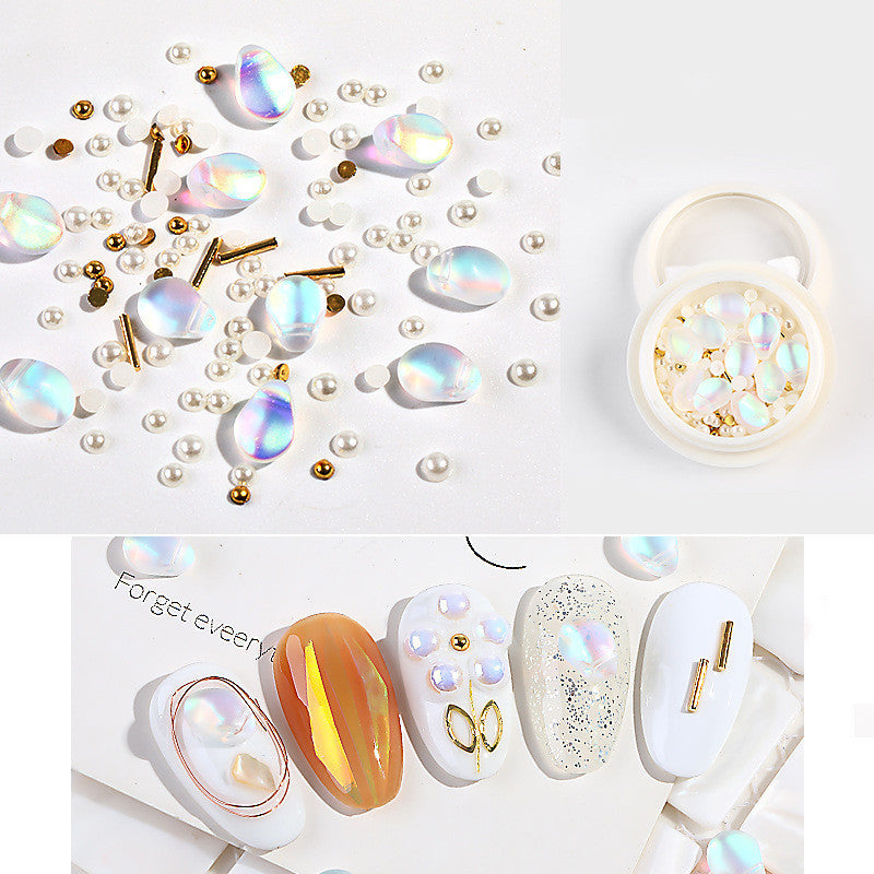 Nail Jewelry Mixed Crystal Pearl Steel Ball Rivet Mixed Shell Stone Jewelry