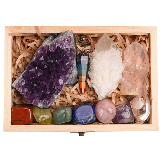 Bloque de amatista, cristal natural, prisma hexagonal, piedra de poder, embalaje de caja de regalo exquisito