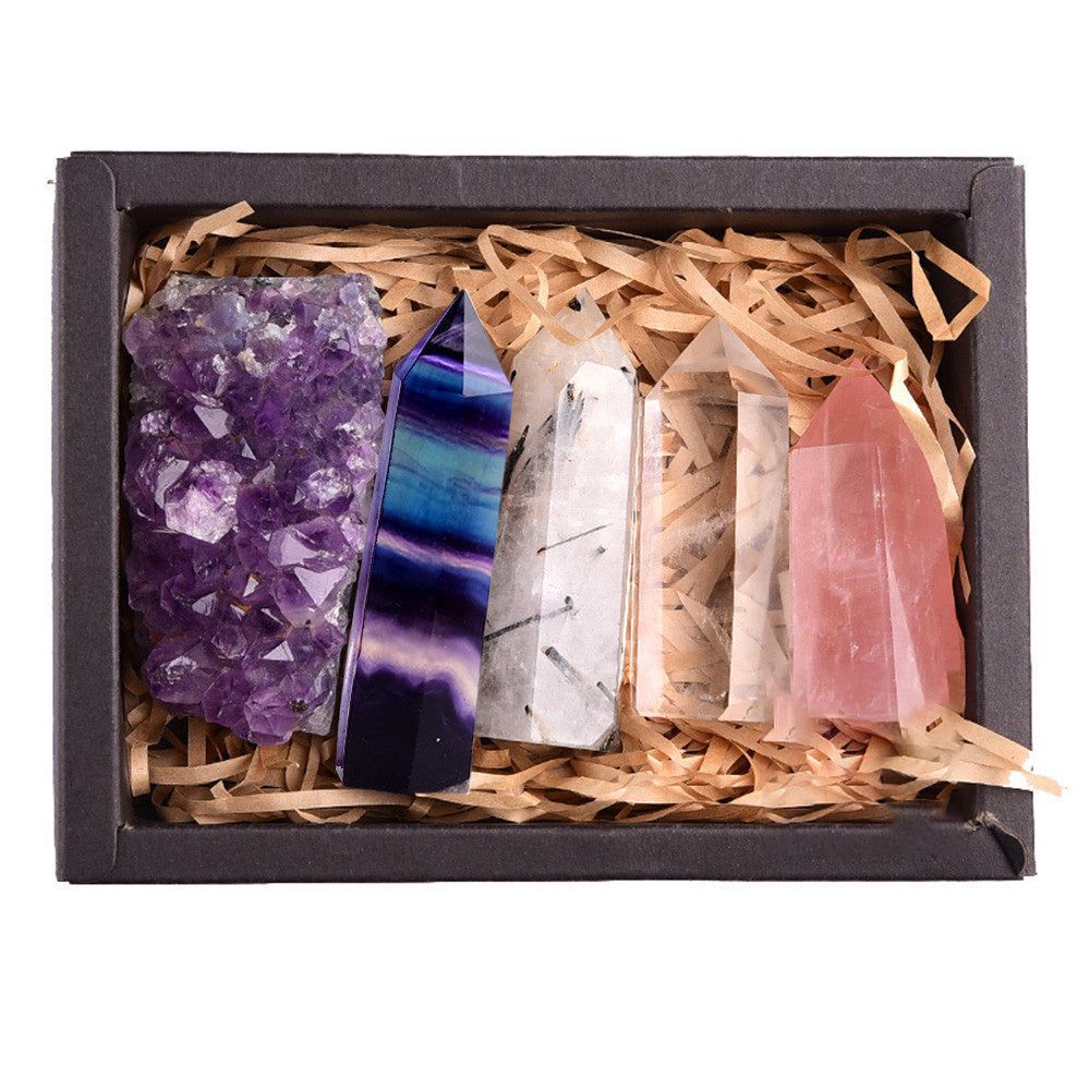 Amethyst Block Natural Crystal Hexagonal Prism Power Stone Exquisite Gift Box Packaging